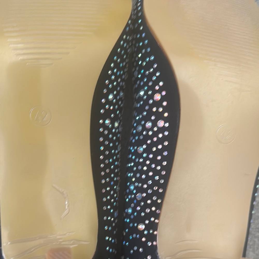 Over-the-Knee Black Rhinestone Stretch Boot - Picture 2 of 4